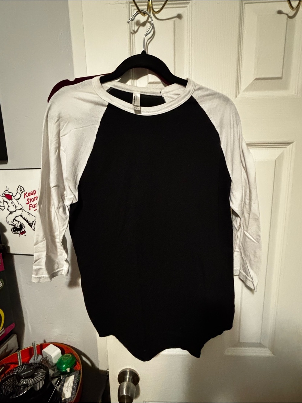 American Apparel Black Body White Raglan Long Sleeve Tee